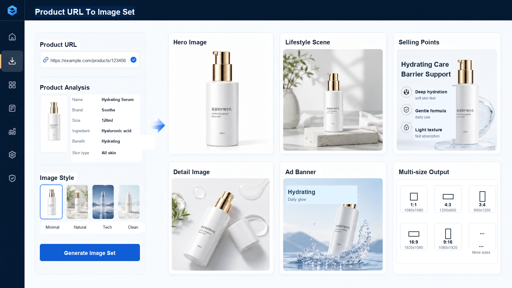 Aeaos product image set generation visual